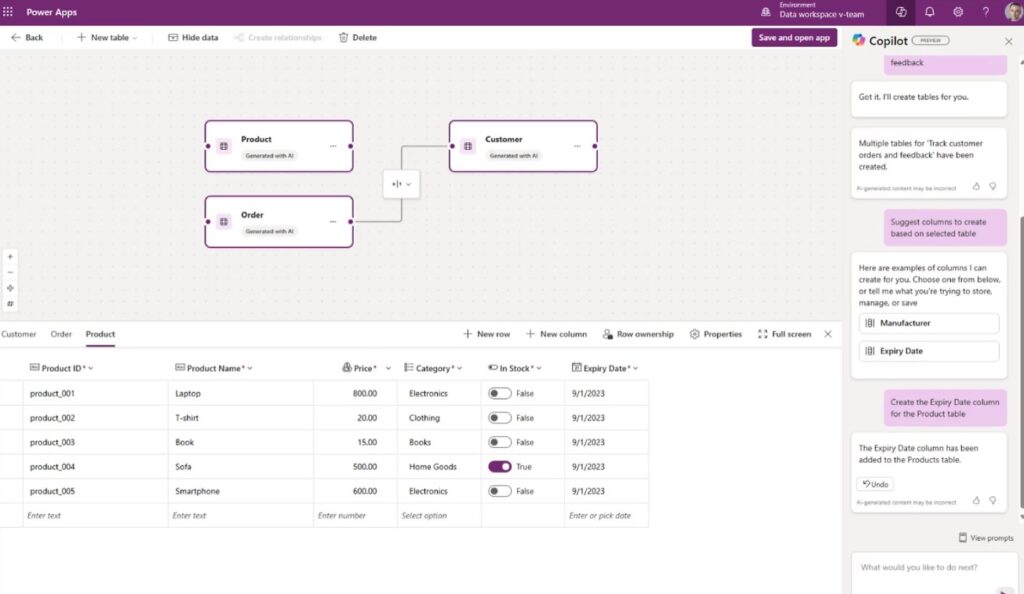 Copilot in Power Apps tekoälyavustaja | Copilot in Power Apps AI assistant