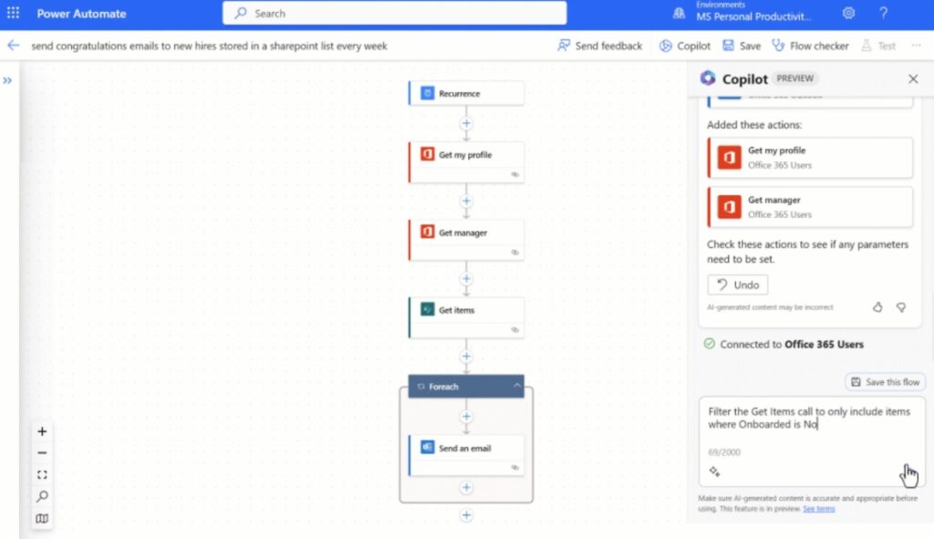 Copilot in Power Automate tekoälyavustaja | Copilot in Power Automate AI assistant