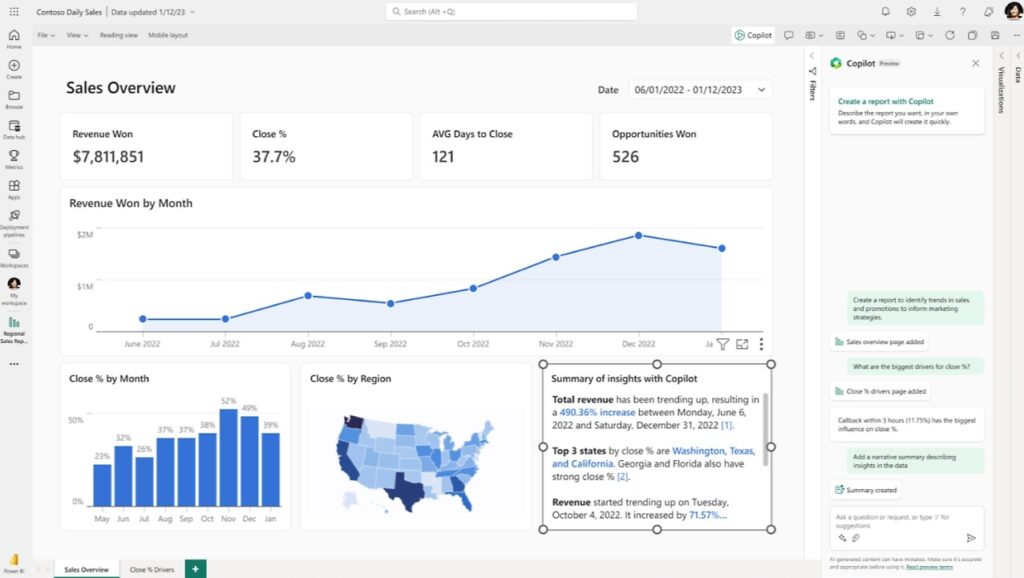 Copilot in Power BI tekoälyavustaja | Copilot in Power BI AI assistant