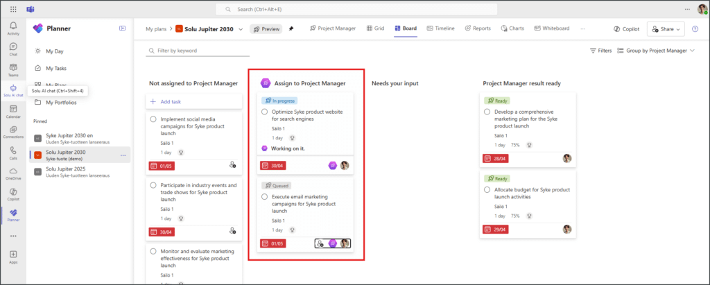 Project Manager Agent will start building the plan based on the information you enter