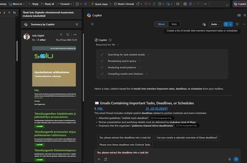 Copilot helps you track and prioritize tasks to stay on top of important emails and tasks in Outlook.