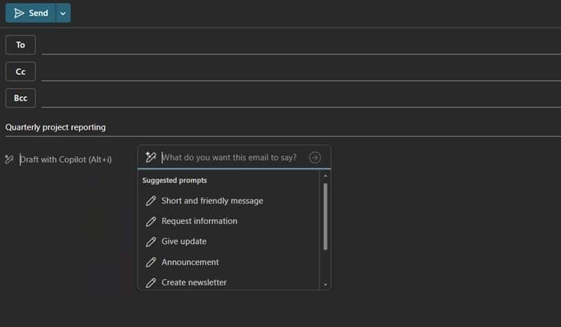 Copilot can proofread your emails and improve their style before sending them in Outlook.