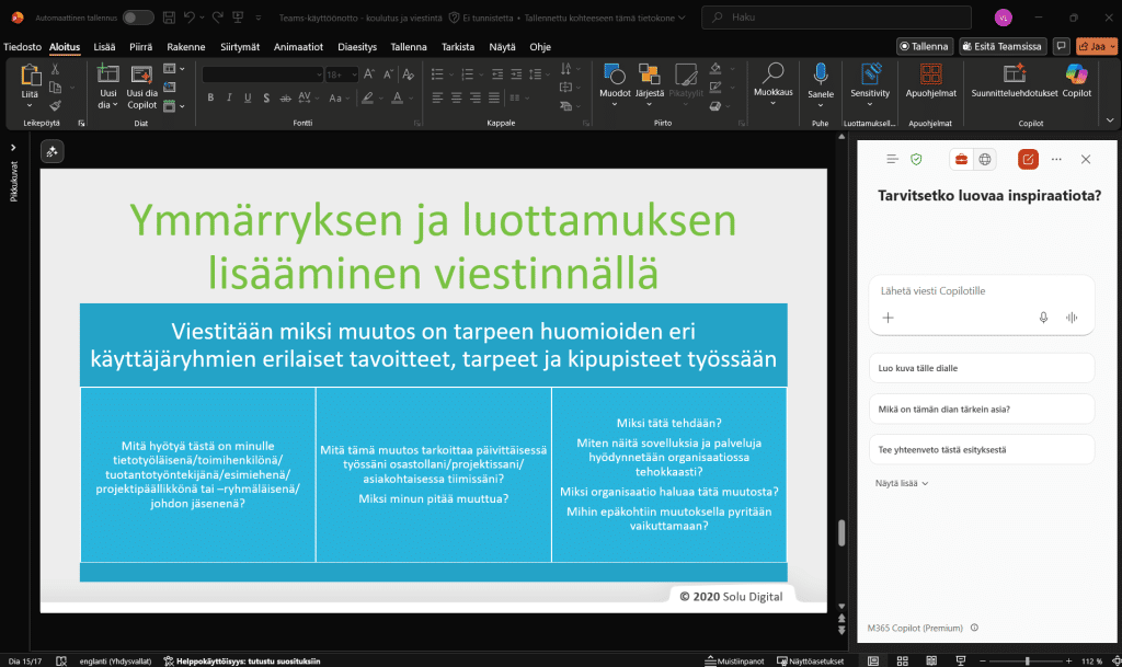 Copilot PowerPointissa – 5 vinkkiä tehokkaampiin esityksiin tekoälyn avulla | Copilot in PowerPoint – 5 tips for more effective AI-powered presentations